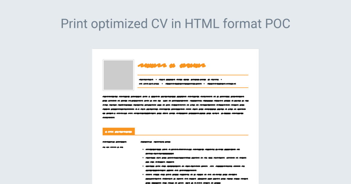 Key visual of Print Optimized CV in HTML Format POC