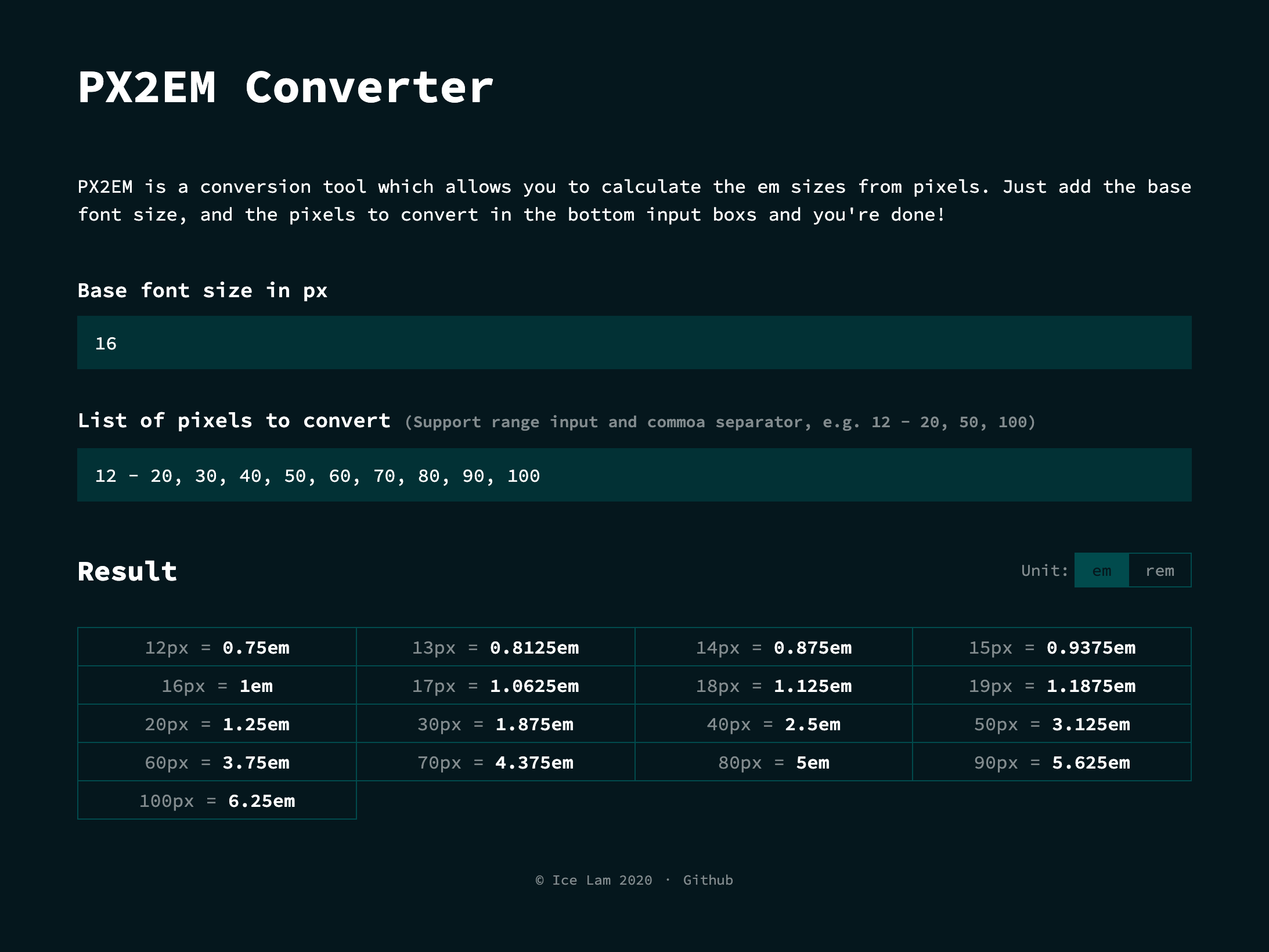 Screenshot of PX2EM Converter