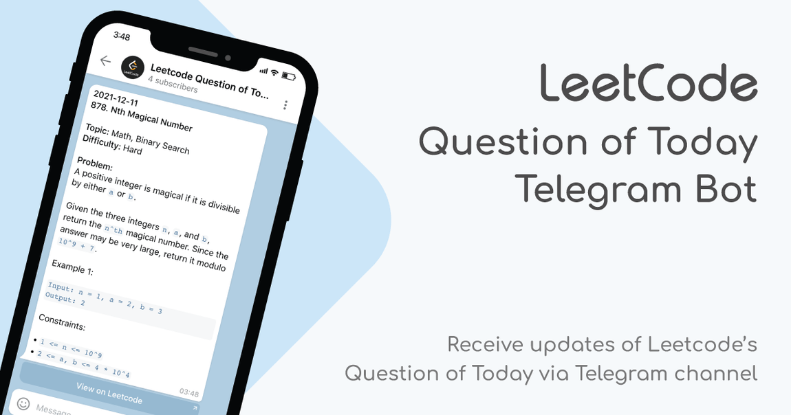 Key visual of Leetcode Daily Question Telegram Bot